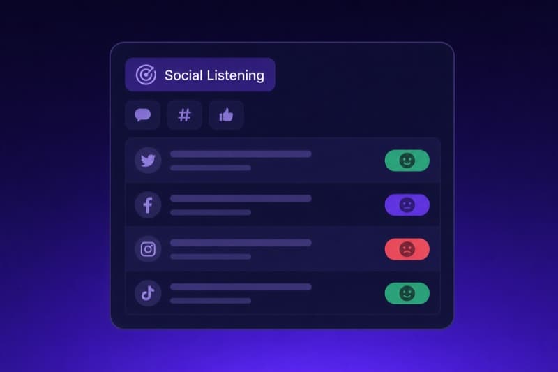Social Listening dashboard tracking brand mentions across social platforms
